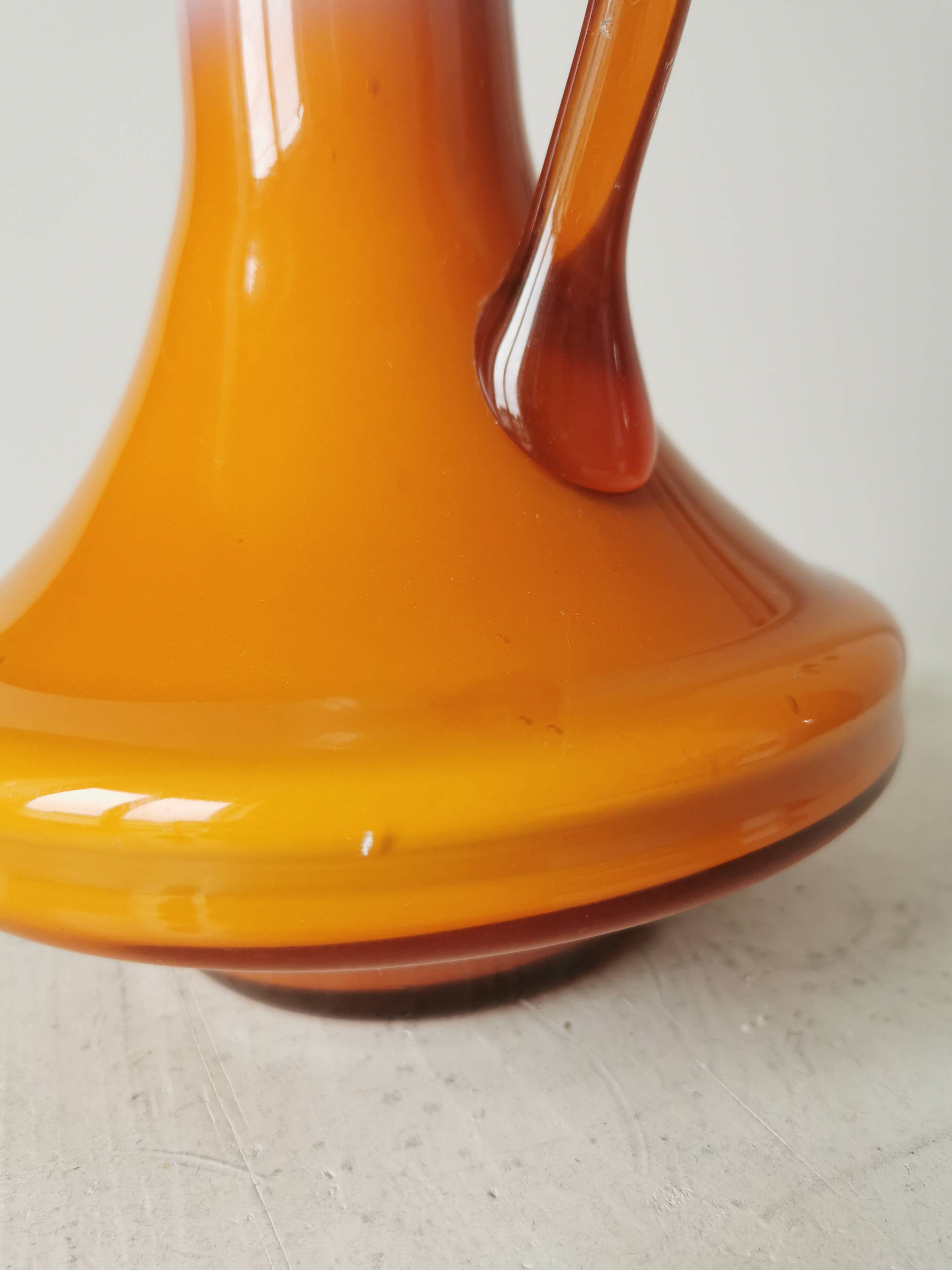 Vintage Murano Cased Glass Vase: Retro Orange Ceramic, 70s Yugoslavia