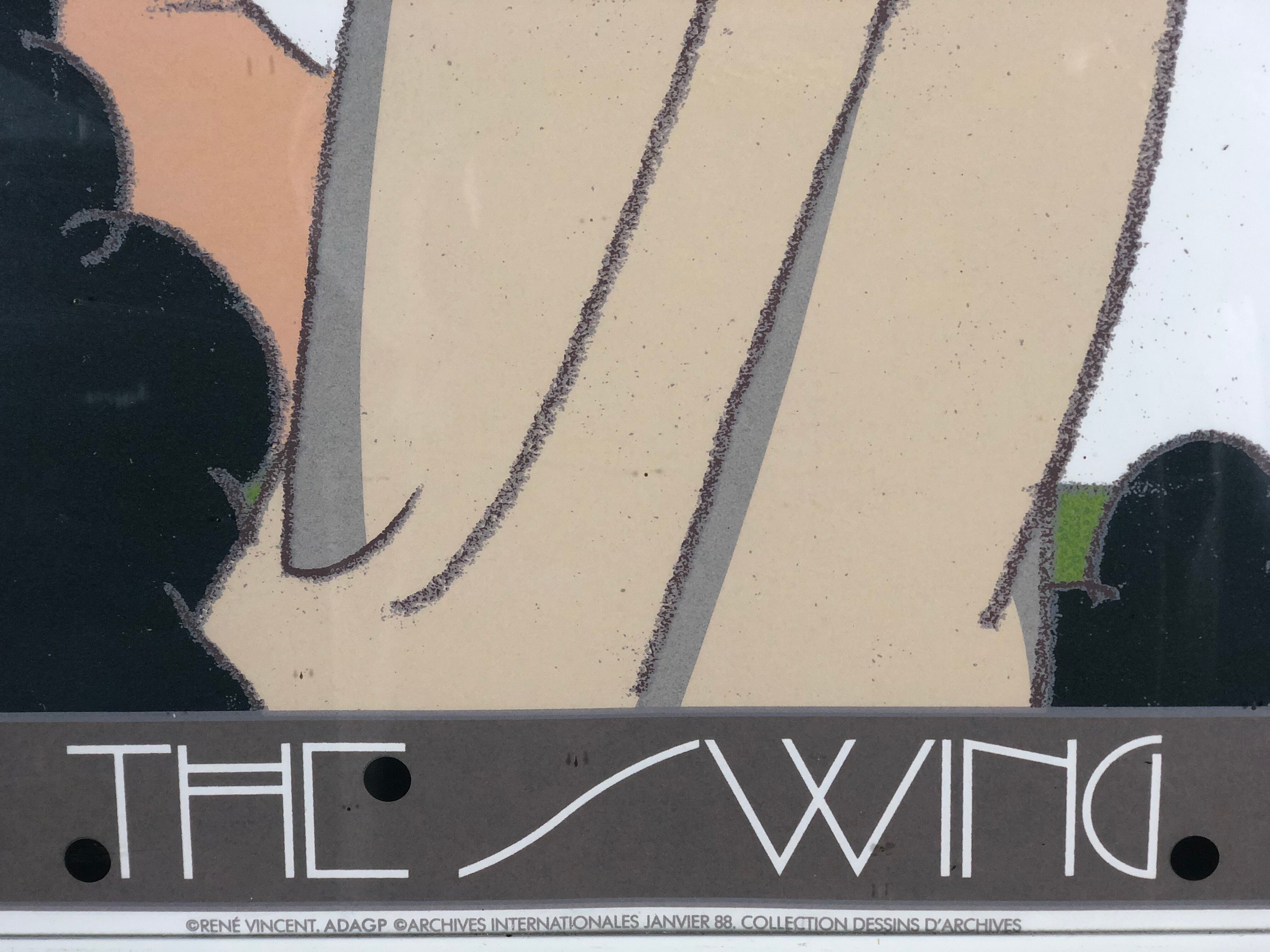 Poster "the swing" framed by René Vincent 1988