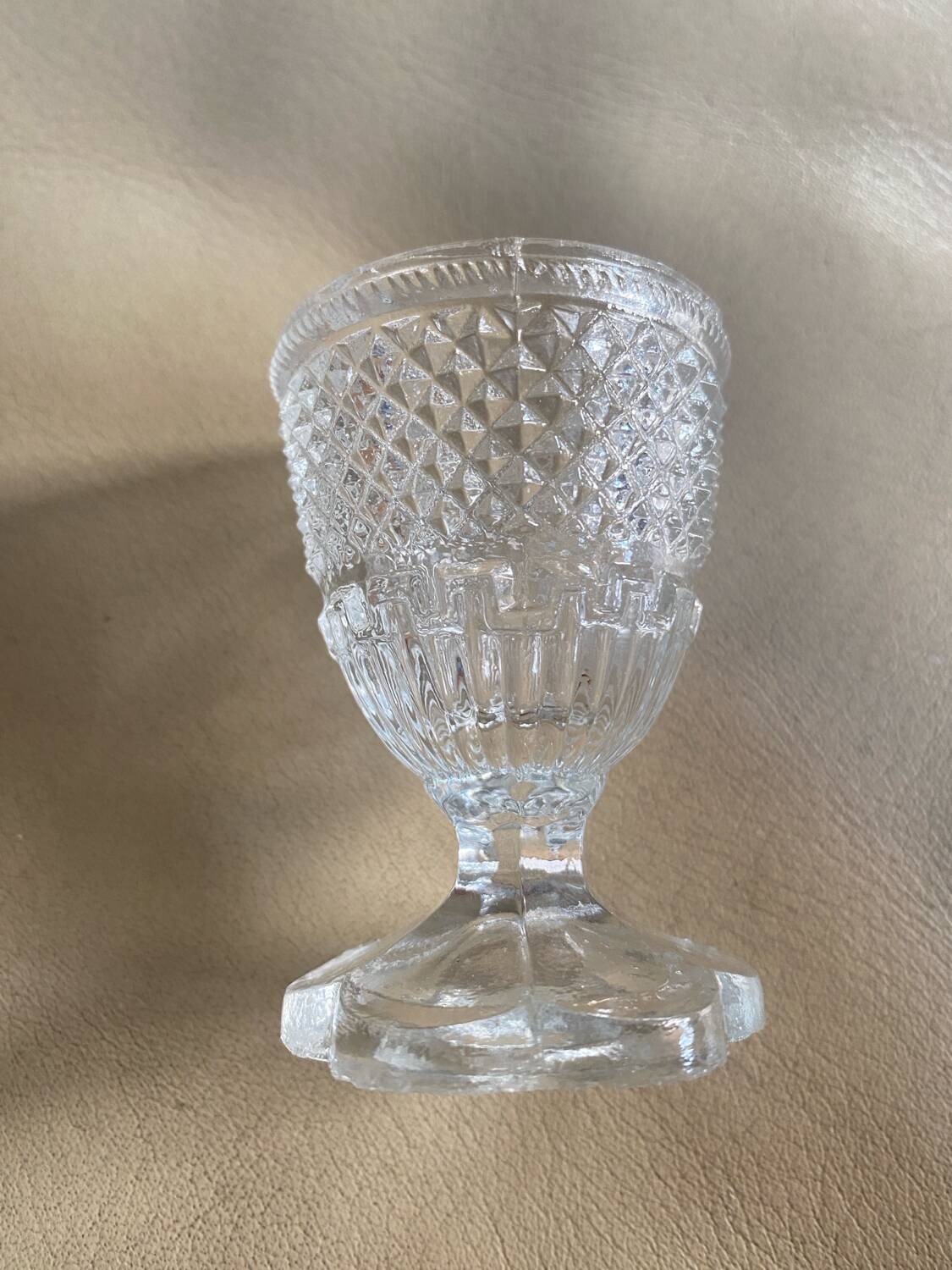 Antique pressed molded glass egg cup