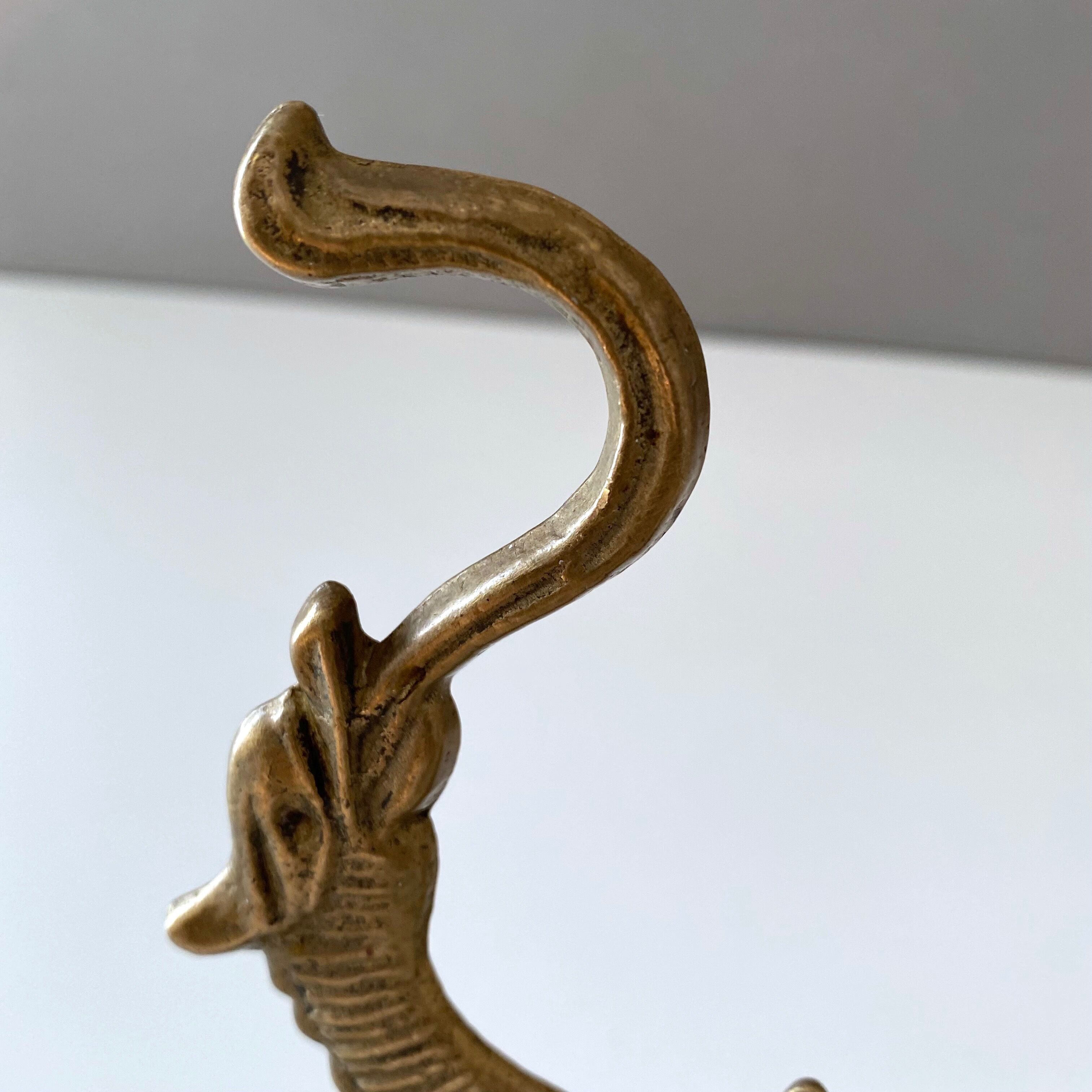 Vintage coat hook, brass wall hook dragon head