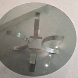 Table basse vintage en métal et verre fumé, 1970