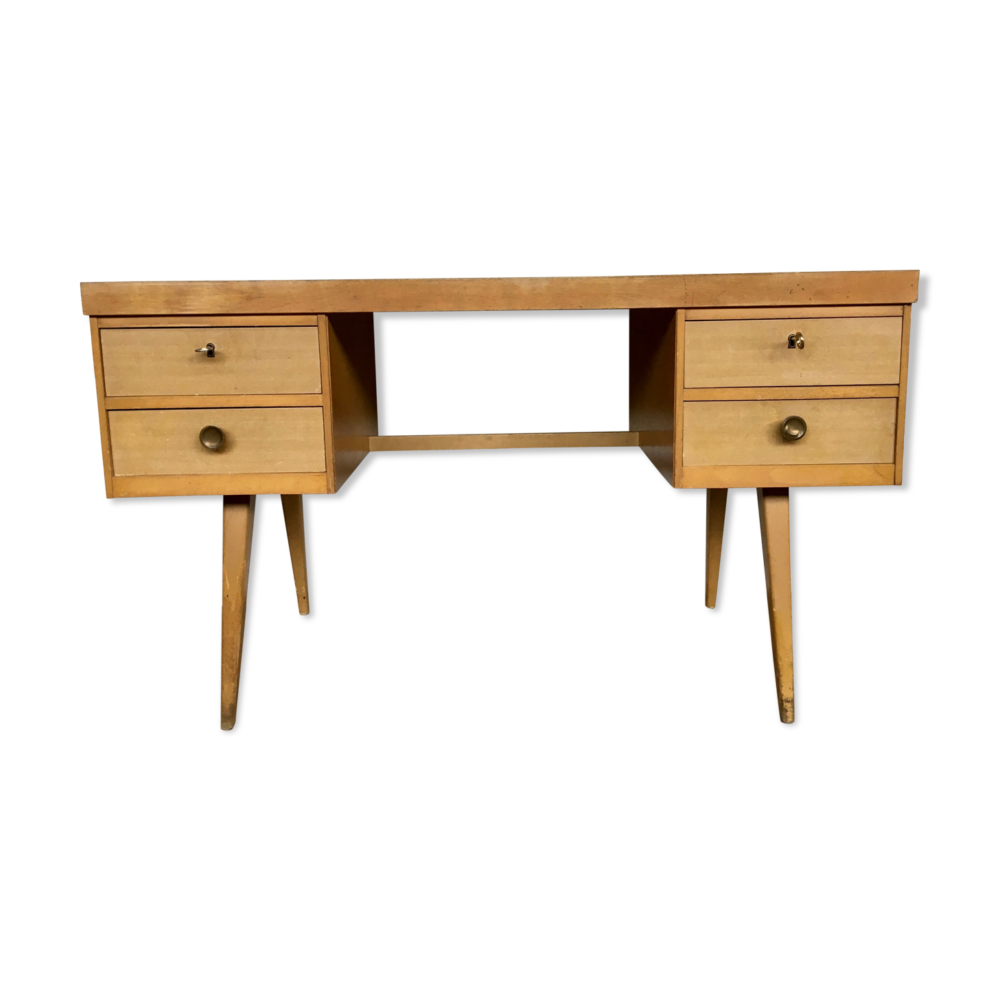 Bureau d'appoint scandinave en teck de 1950 1960 old vintage formica bleu vert