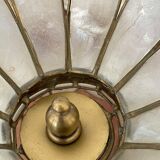 Pair of brass and mother-of-pearl lamps