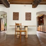 Set of 2 Scandinavian vintage oak and rope chairs