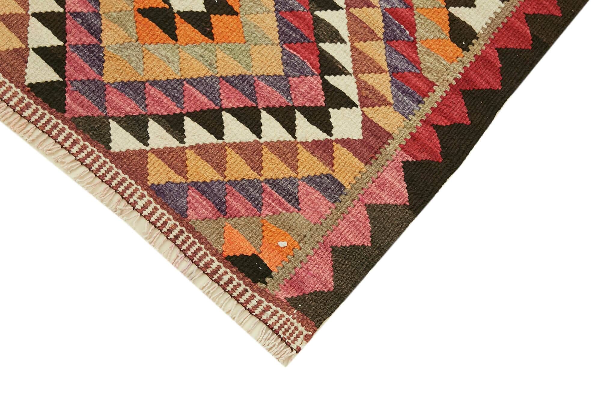 Turkish Handwoven Vintage Herki Kilim 90 cm x 332 cm