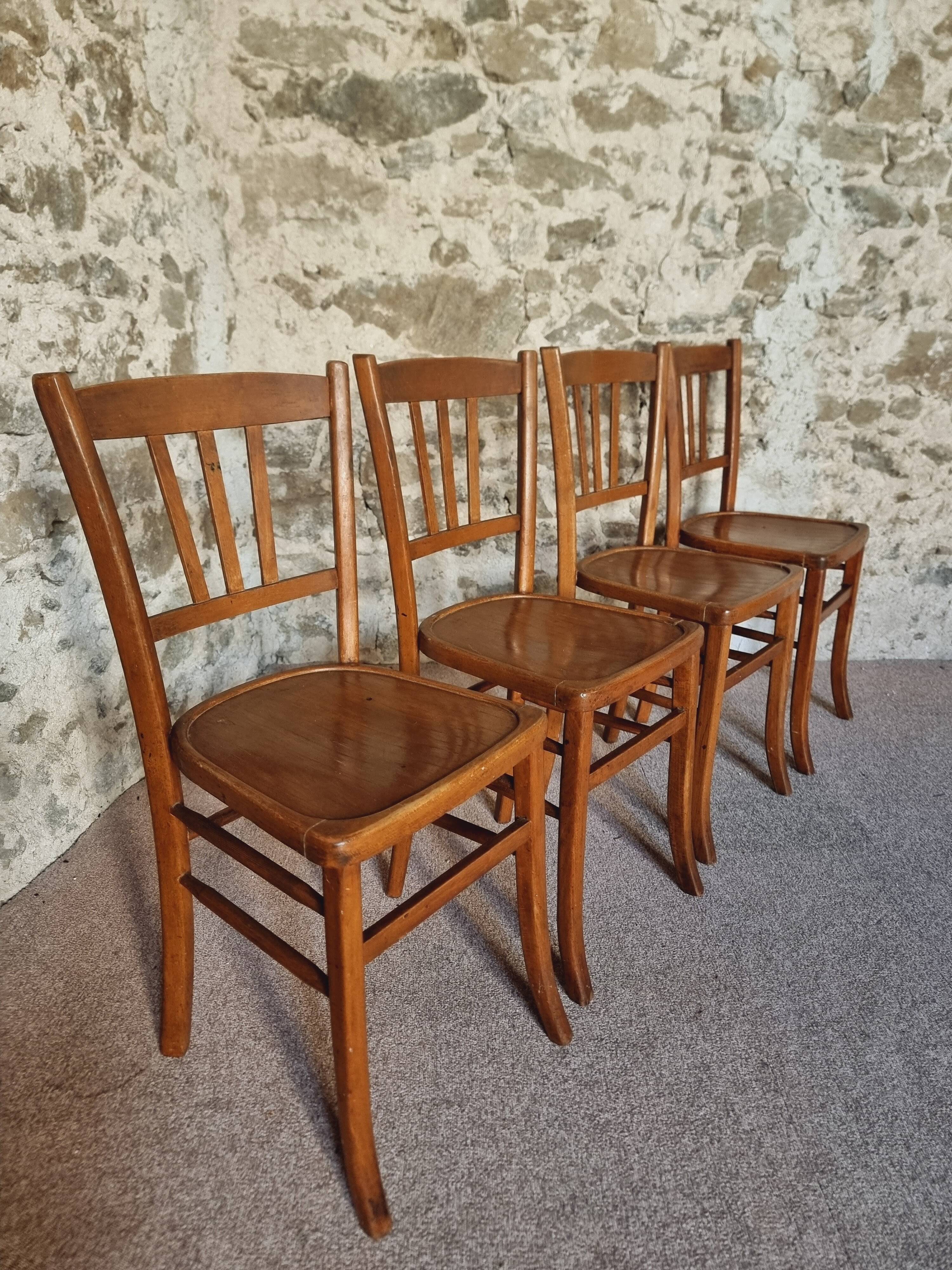 Set of 4 vintage Luterma beech bistro chairs – 1950s
