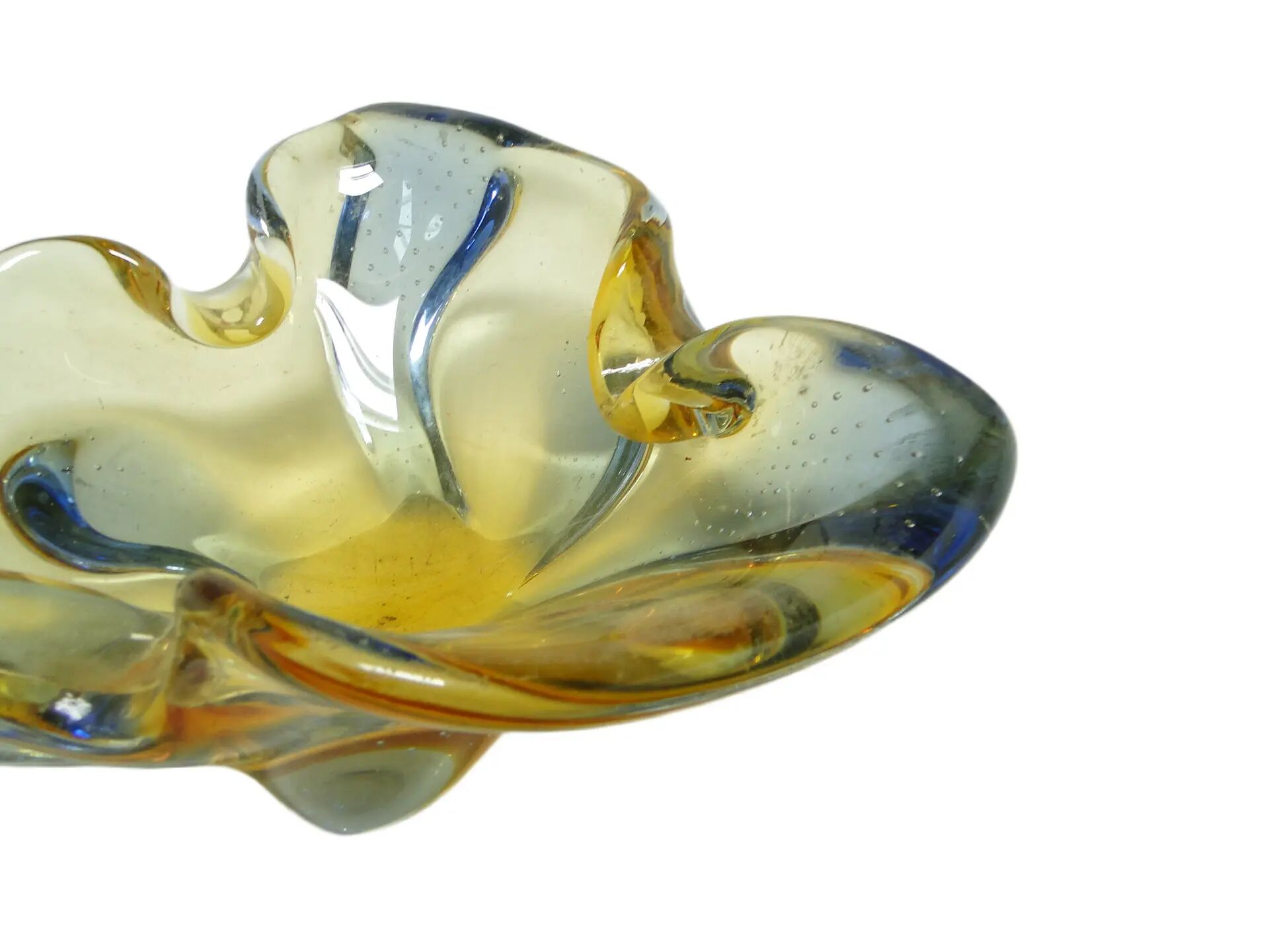 Mid-century modern bowl, glass, by H. Machanowska, Czechoslovakia, 1960s.
