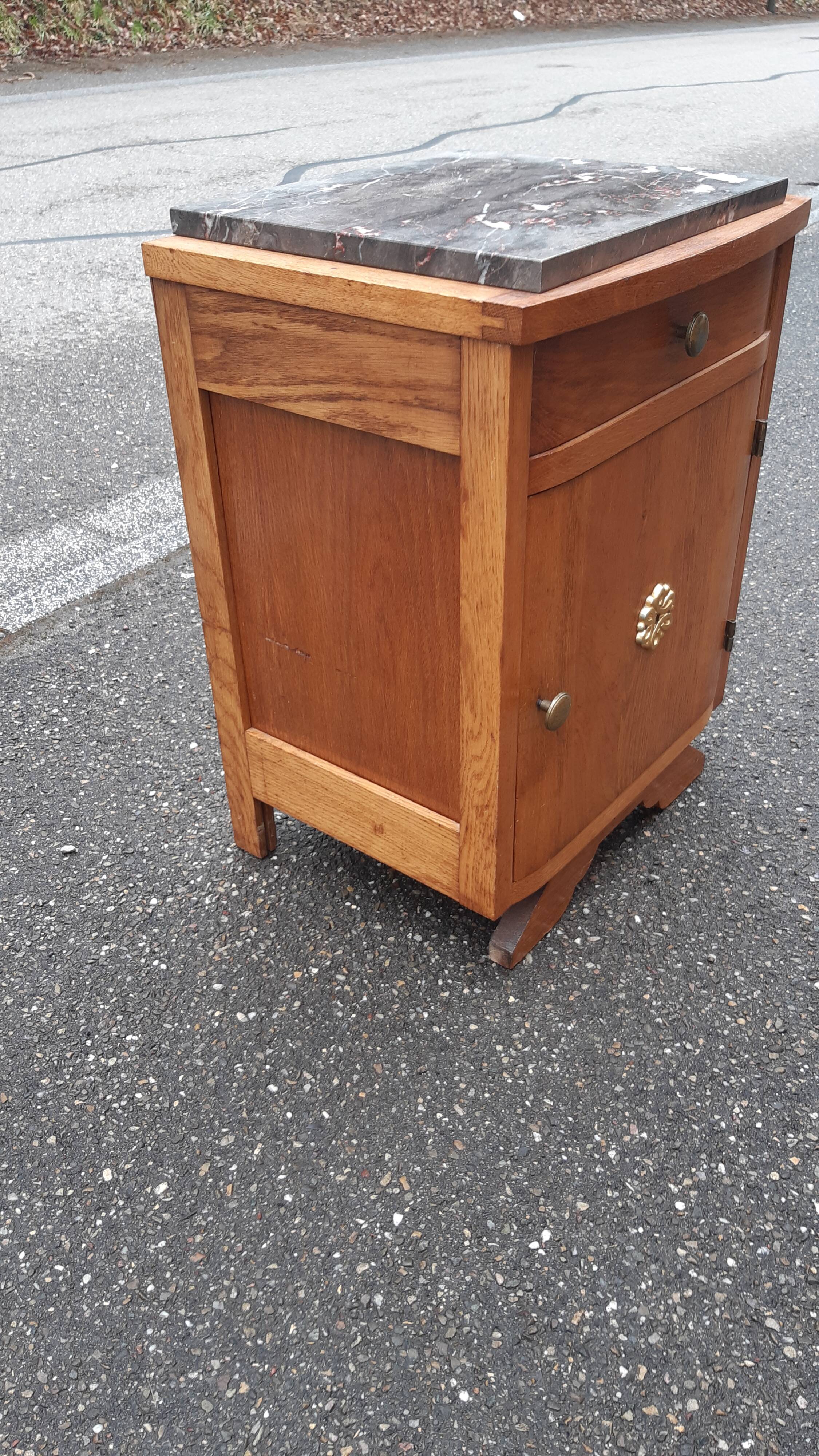 Bedside art deco oak and marble
