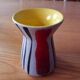 Small diabolo vase. 1950-60 style. Pajama stripes. Signed.