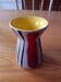 Petit vase diabolo.style 1950-60.rayures pyjama.signé.