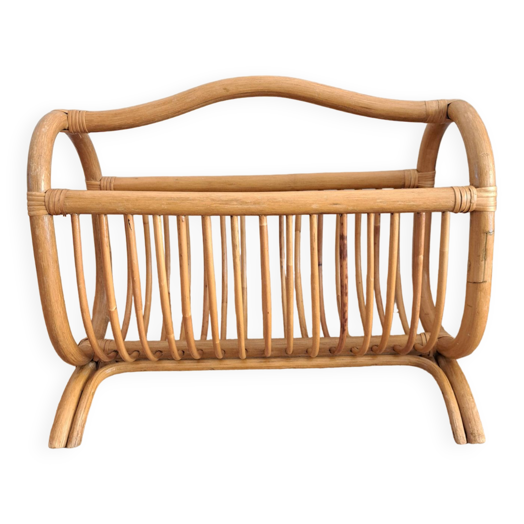 Vintage rattan magazine rack