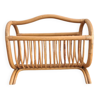 Vintage rattan magazine rack