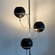 Monix vintage adjustable floor lamp, chrome and brown lacquered metal