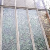 Workshop door 258,4x98,5cm in iron and colored cathedral glasses