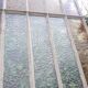 Workshop door 258.4x98.5cm in iron and colored cathedral glass