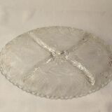 Sculpted oval glass plate with 4 compartments
