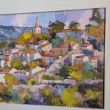 Painting Claude Carvin. Bonnieux, perched village