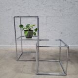Table d'appoint modulaire en cubes chromés, années 1960 Poul Cadovius Série Abstracta