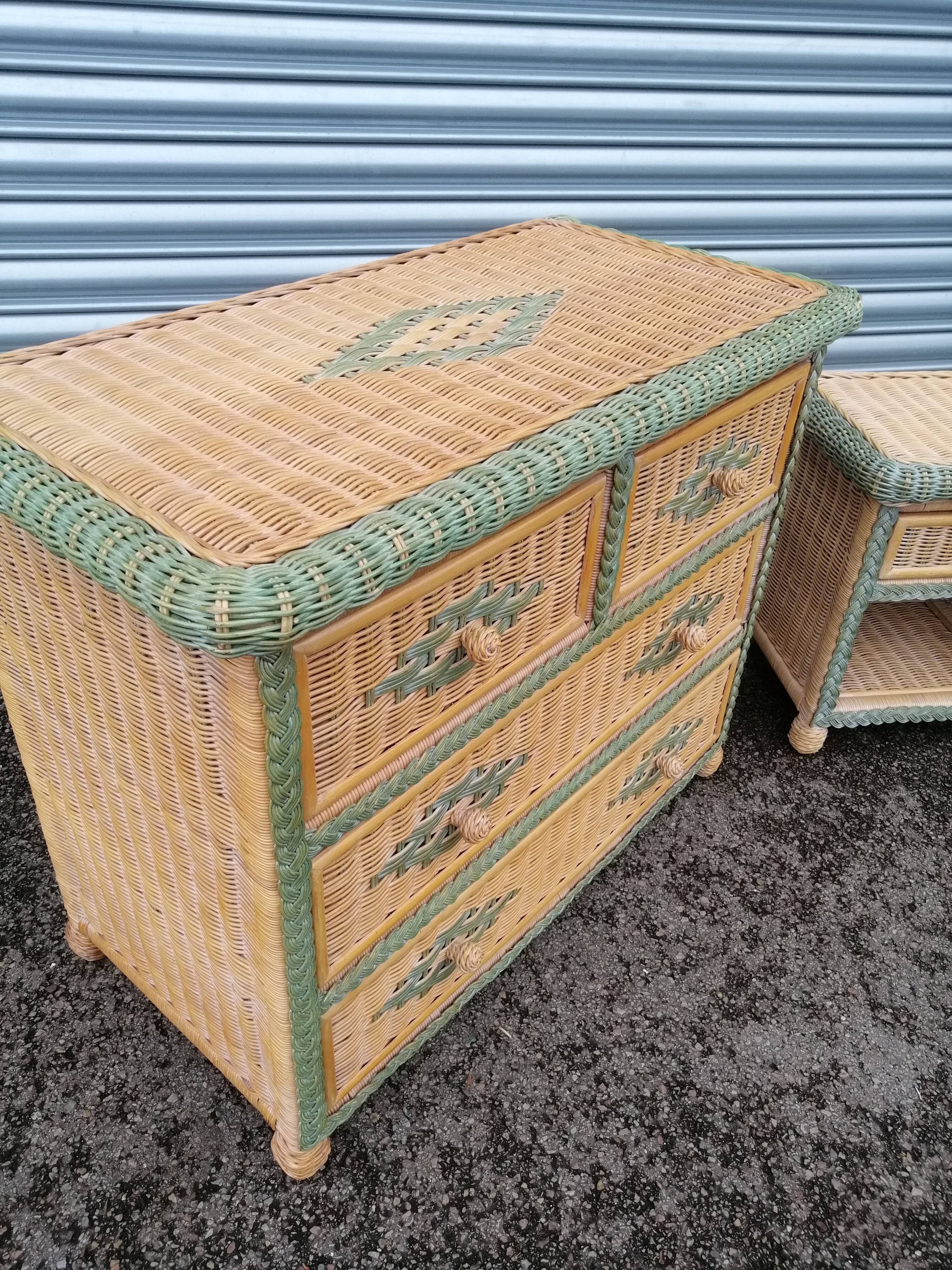 Vintage rattan chest of drawers