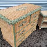 Commode en rotin vintage