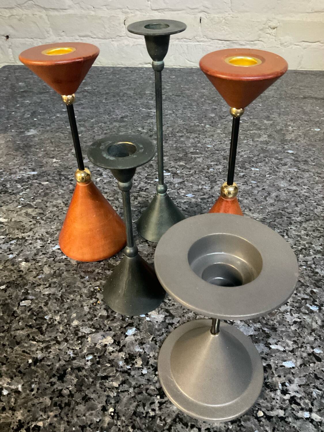 Set of 5 vintage diabolo candle holders