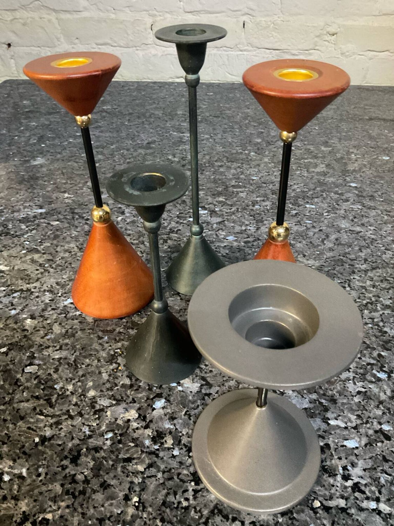 Série de 5 bougeoirs diabolo vintage