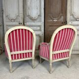Pair of Louis XVI style bergère armchairs