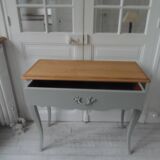Console, side desk of beautiful craftsmanship re-enchanted in verdigris