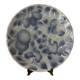 Old slightly hollow dish barbotine blue fruit Sarreguemines