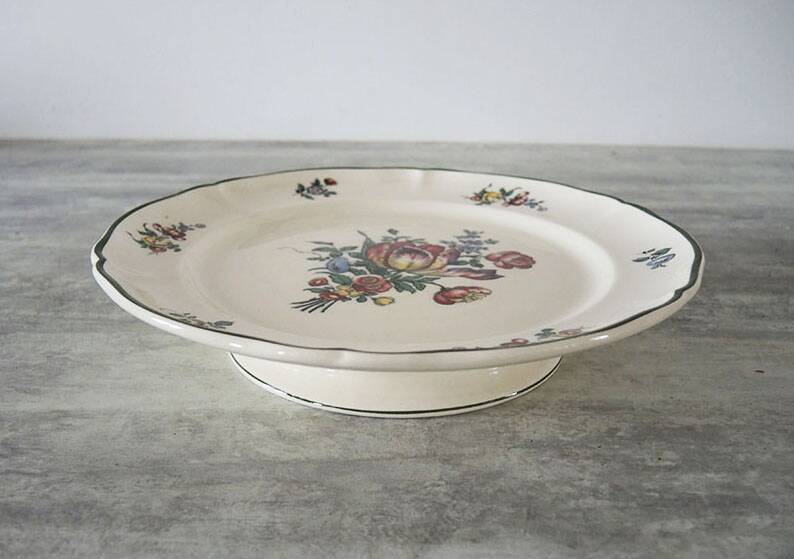 Old Villeroy & Boch Earthenware Compotier - 1562 - Peony