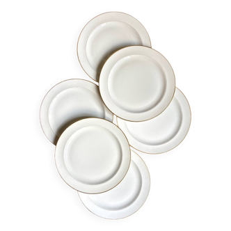 6 assiettes plates A. Vignaud en porcelaine de Limoges dorée - Pavillon Dam