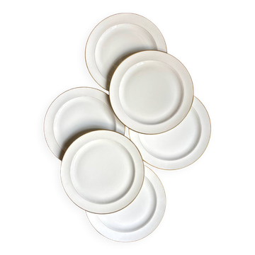 6 A. Vignaud dinner plates in gilded Limoges porcelain - Pavillon Dam