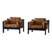 Paire de fauteuils en bois et cuir de Rud Thygesen & Johnny Sørensen, années 1970