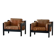 Pair of wooden and leather armchairs by Rud Thygesen & Johnny Sørensen, 1970s.