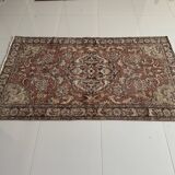 Tapis Vintage en laine nouée à la main, tons bleus et rouges, tapis Floral oriental turc, 125x217 Cm