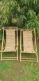 Pair of bamboo deck chairs, deckchairs