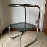 Vintage chrome and smoked glass side table