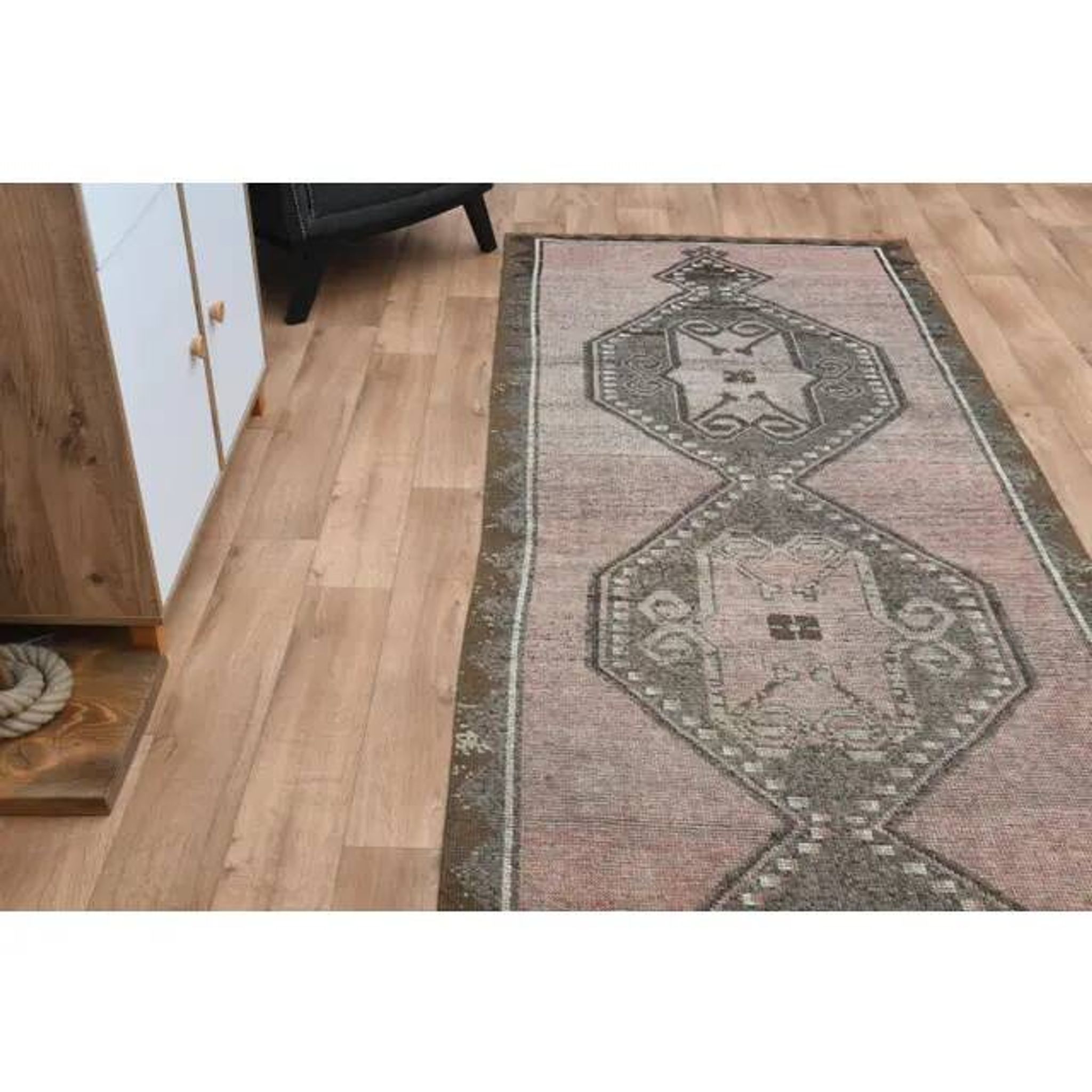 Vintage Turkish Handmade Wool Oushak Runner Rug 121x352