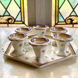 Blue and gold sweet egg set in Limoges porcelain, France, 1928