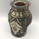 Old safi pottery vase in polychrome paint and metal sculpture décor 14 cm
