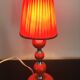 vintage table lamp - orange - metal and nylon lampshade -