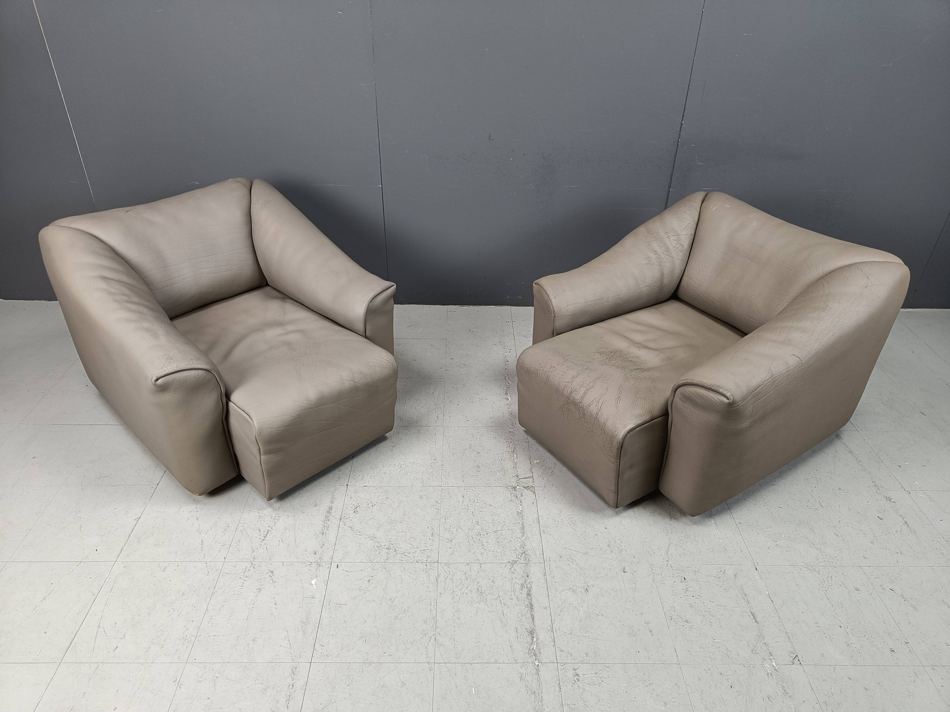 Vintage pair of D7 armchairs by Desede, 1970s