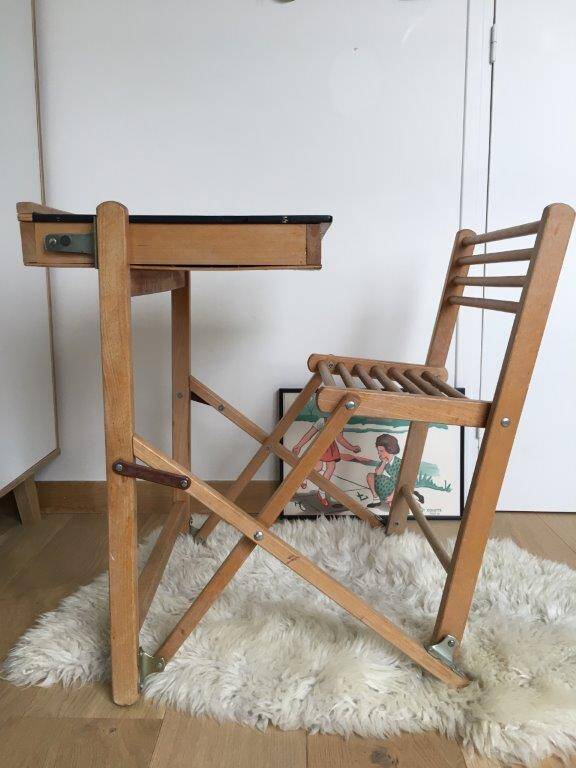 Bureau, pupitre pliant pour enfant, années 60