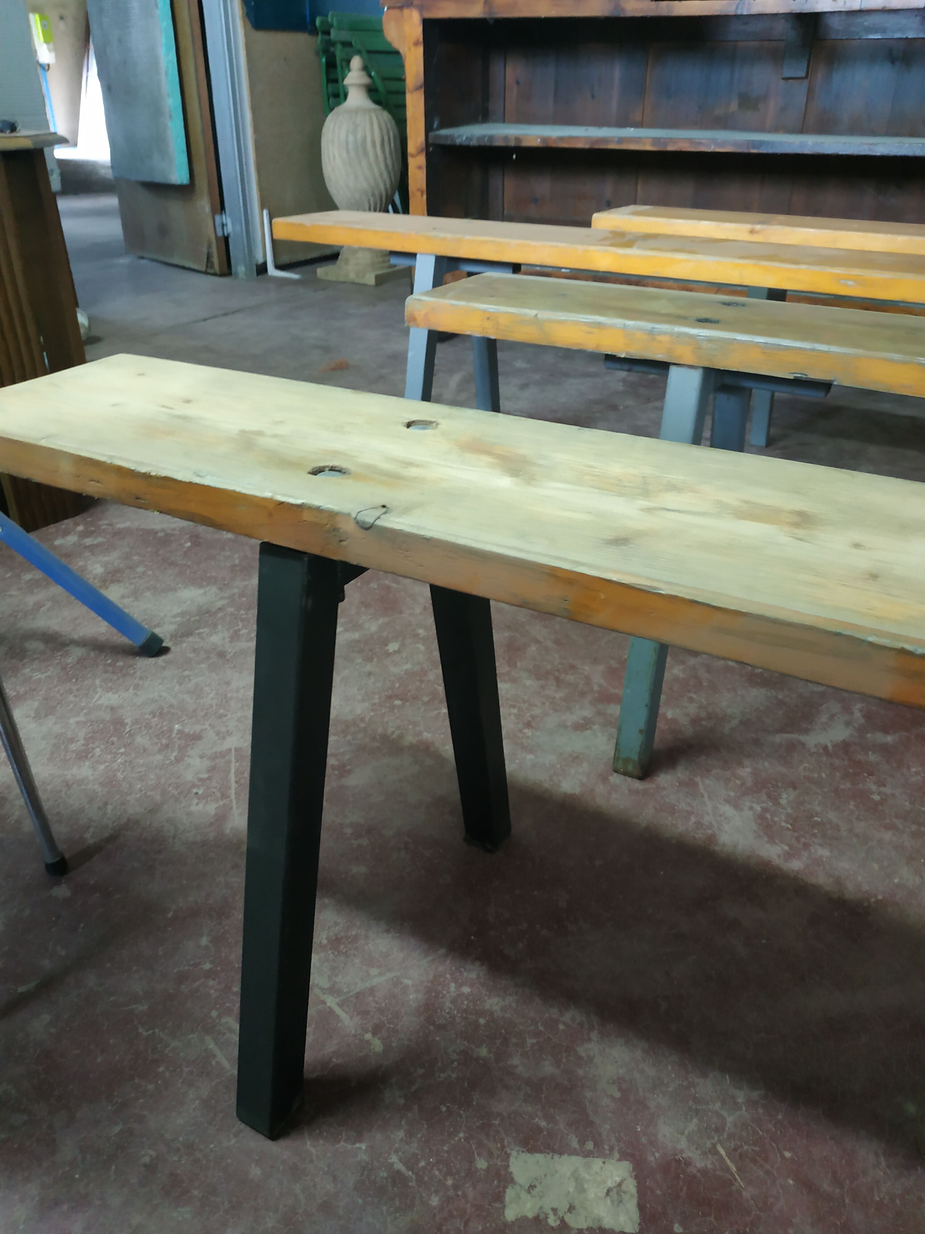 Lot of 4 industrial benches