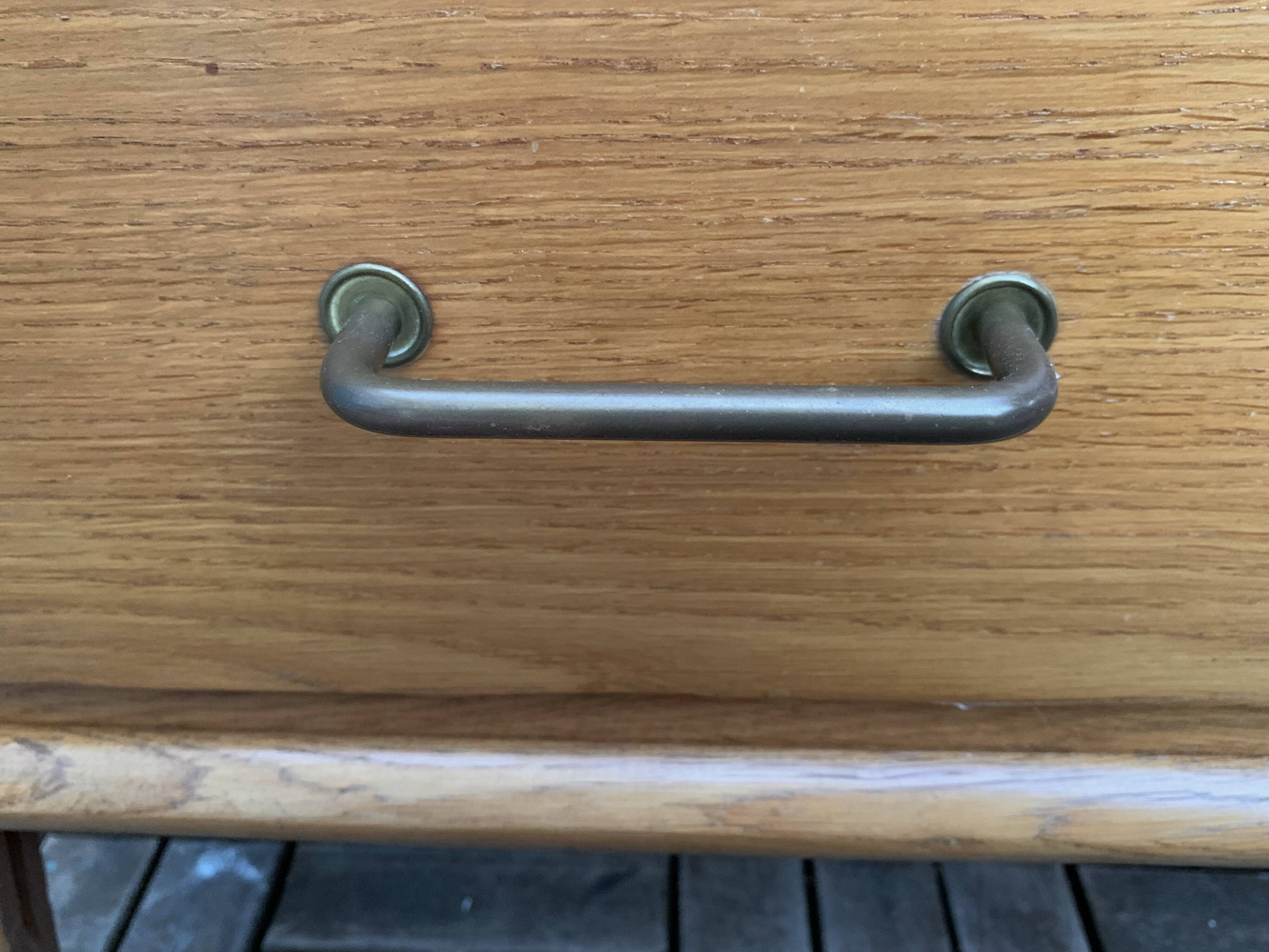 Vintage chest of drawers with compass feet, oak, original patina, 1950s