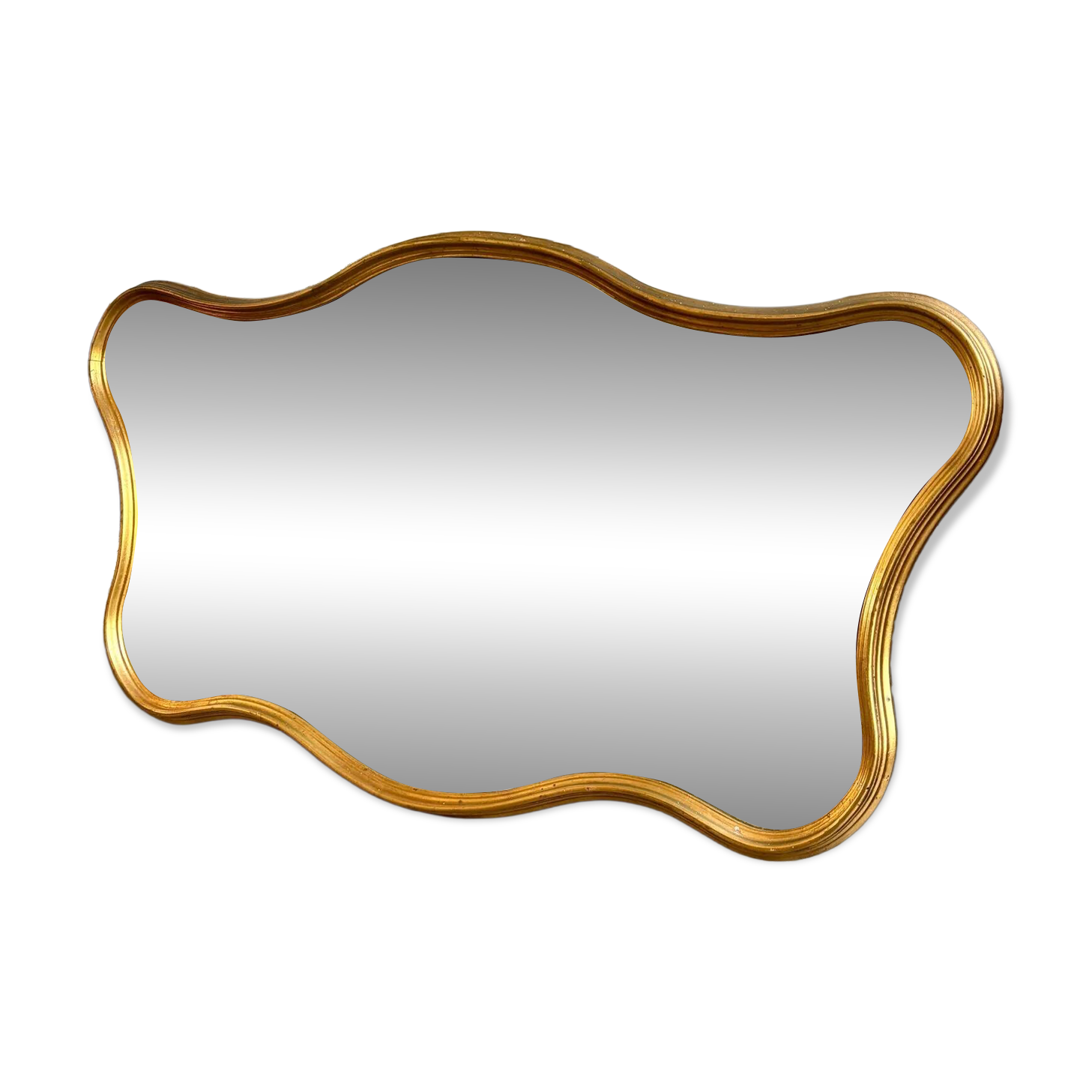Gold free-form mirror, 102 x 60 cm