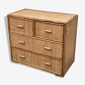 Chest of drawers rattan 70s