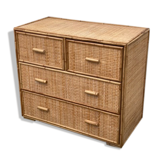 Chest of drawers rattan 70s