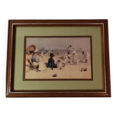 Frame with watercolor print Édouard Van Goethem seaside beach