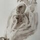 Painting signed sepia monochrome watercolor study of the statue “Rodin’s kiss”